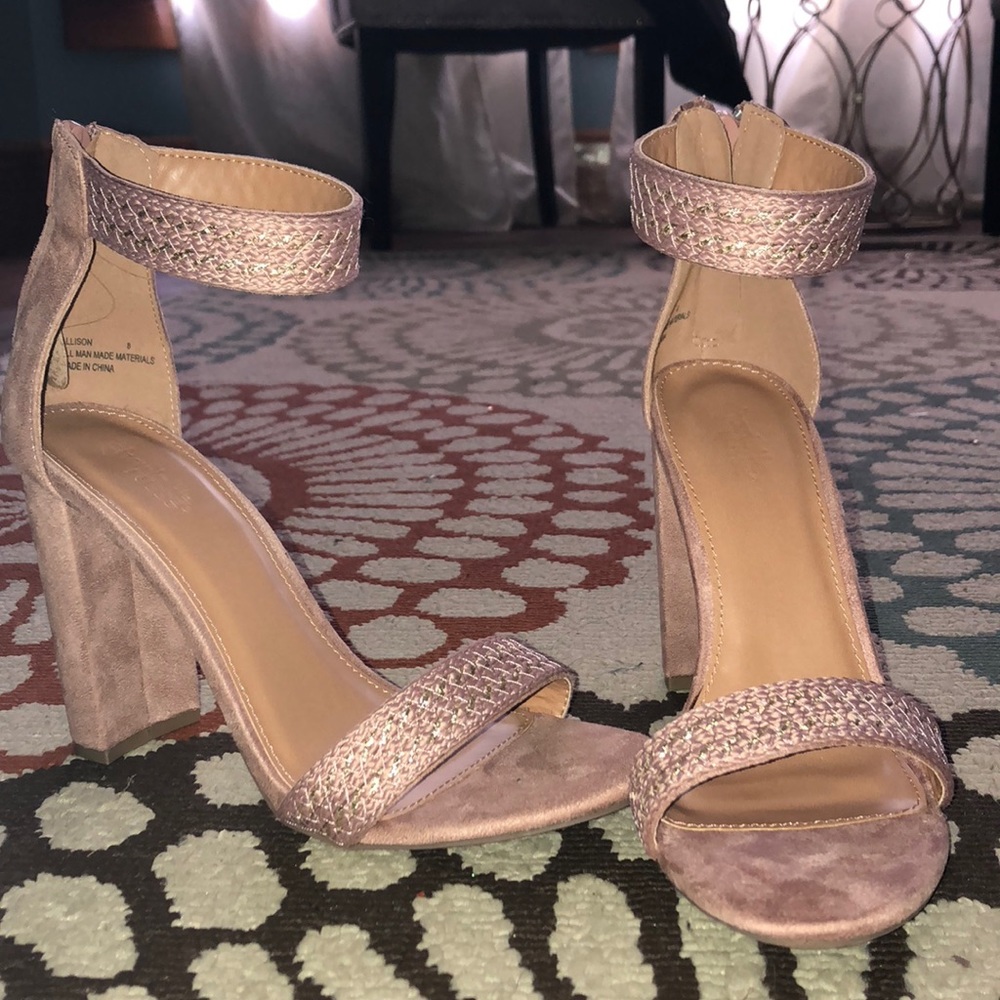 NWOT Faux Suede Strap Heels